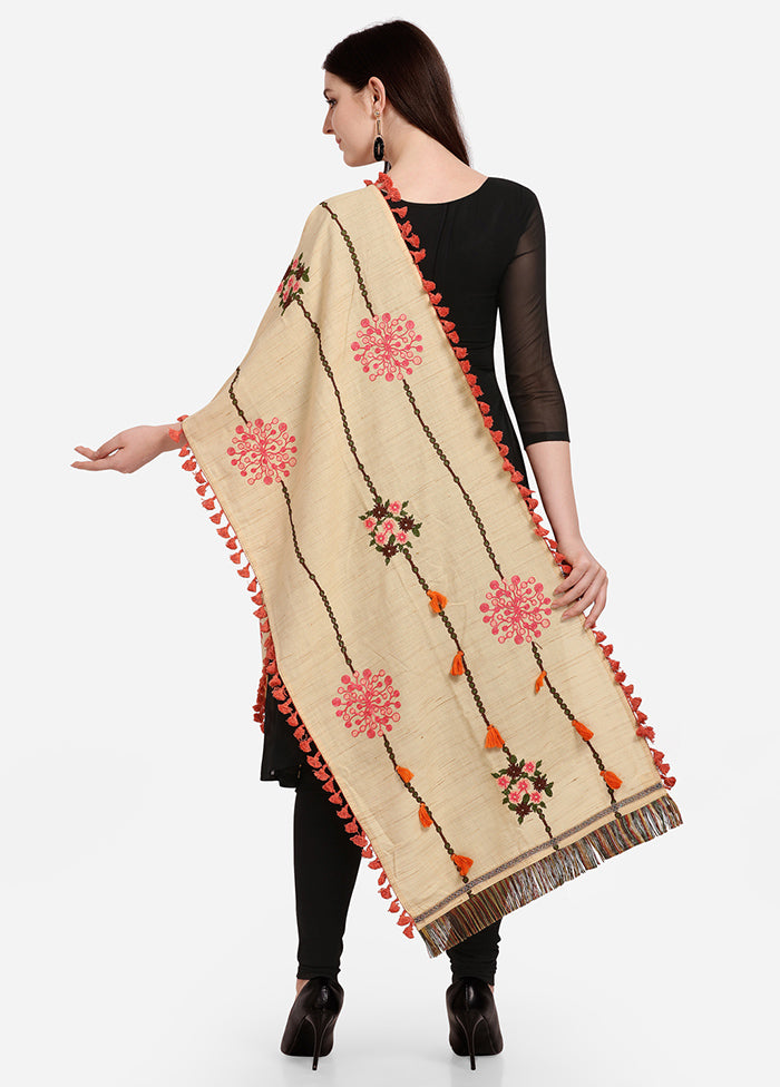 Beige Cotton Khadi Dupatta - Indian Silk House Agencies