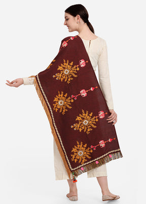 Maroon Cotton Khadi Dupatta - Indian Silk House Agencies