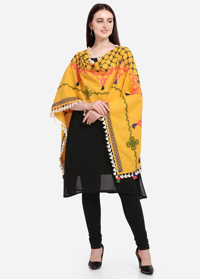 Mustard Cotton Khadi Dupatta - Indian Silk House Agencies