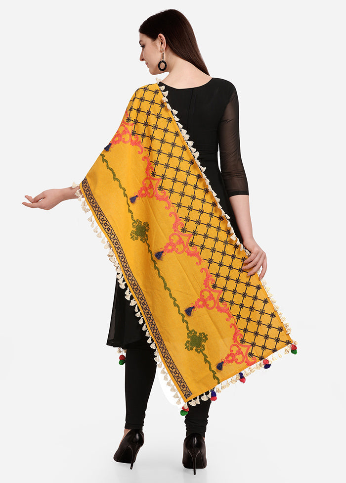 Mustard Cotton Khadi Dupatta - Indian Silk House Agencies