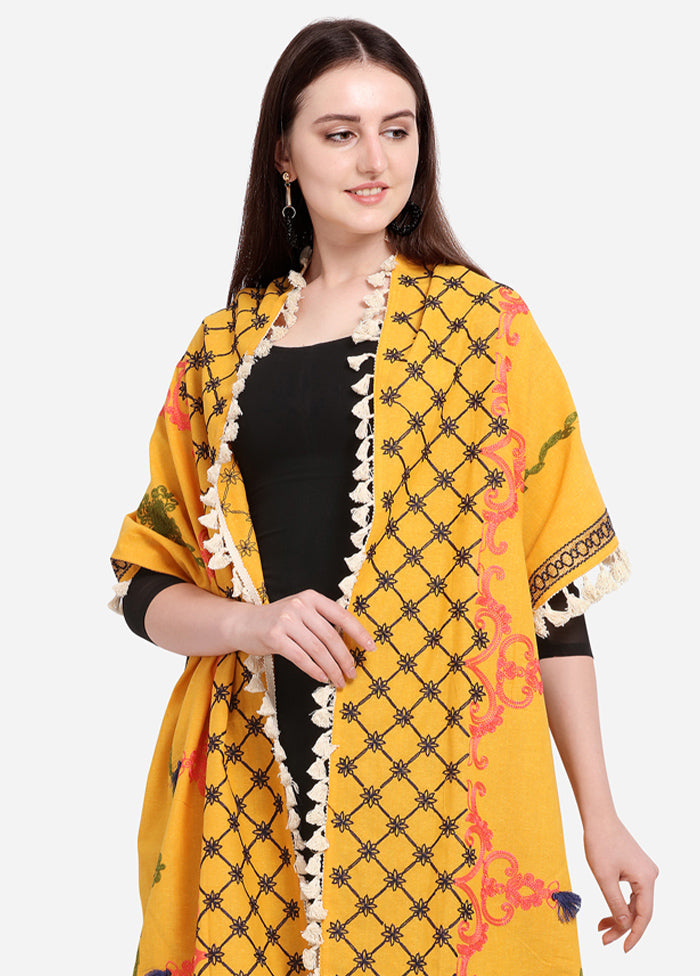 Mustard Cotton Khadi Dupatta - Indian Silk House Agencies