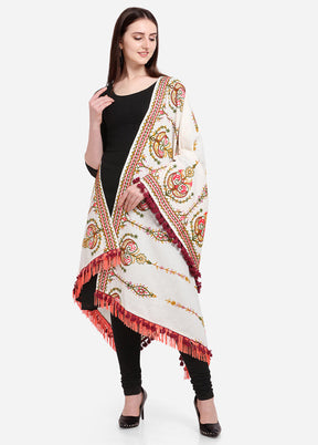 Off White Cotton Khadi Dupatta - Indian Silk House Agencies