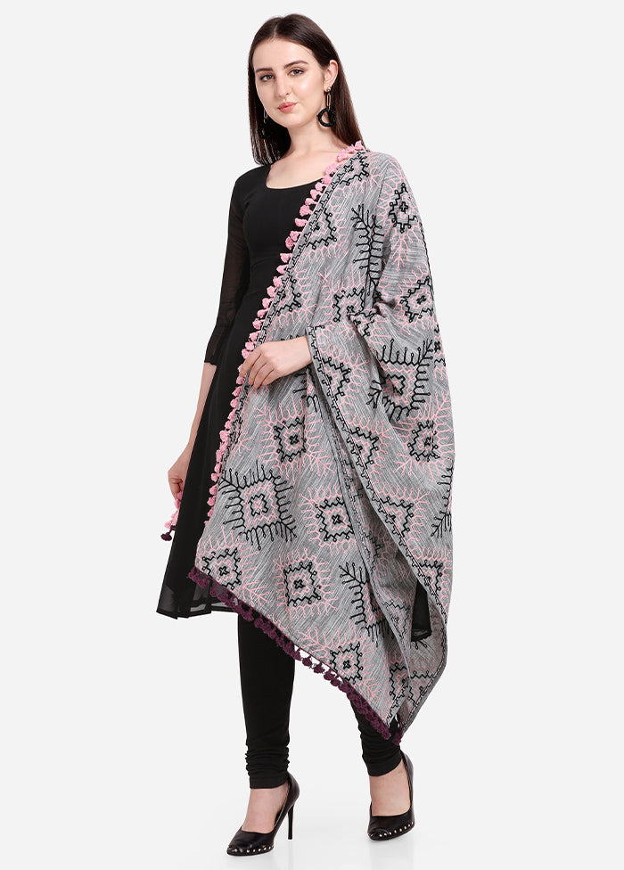 Grey Cotton Khadi Dupatta - Indian Silk House Agencies