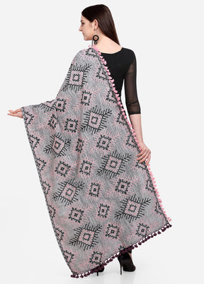 Grey Cotton Khadi Dupatta - Indian Silk House Agencies