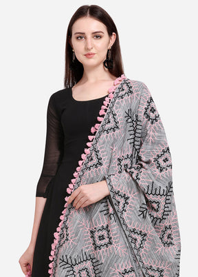 Grey Cotton Khadi Dupatta - Indian Silk House Agencies