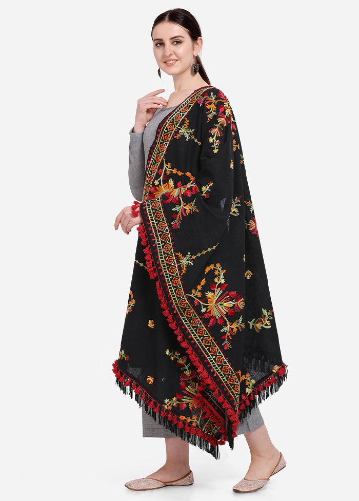 Black Cotton Khadi Dupatta - Indian Silk House Agencies