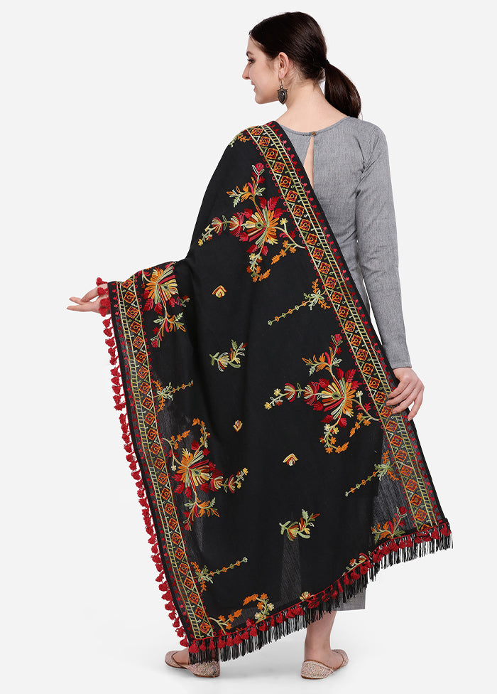 Black Cotton Khadi Dupatta - Indian Silk House Agencies