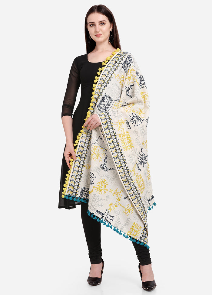 Off White Cotton Khadi Dupatta - Indian Silk House Agencies