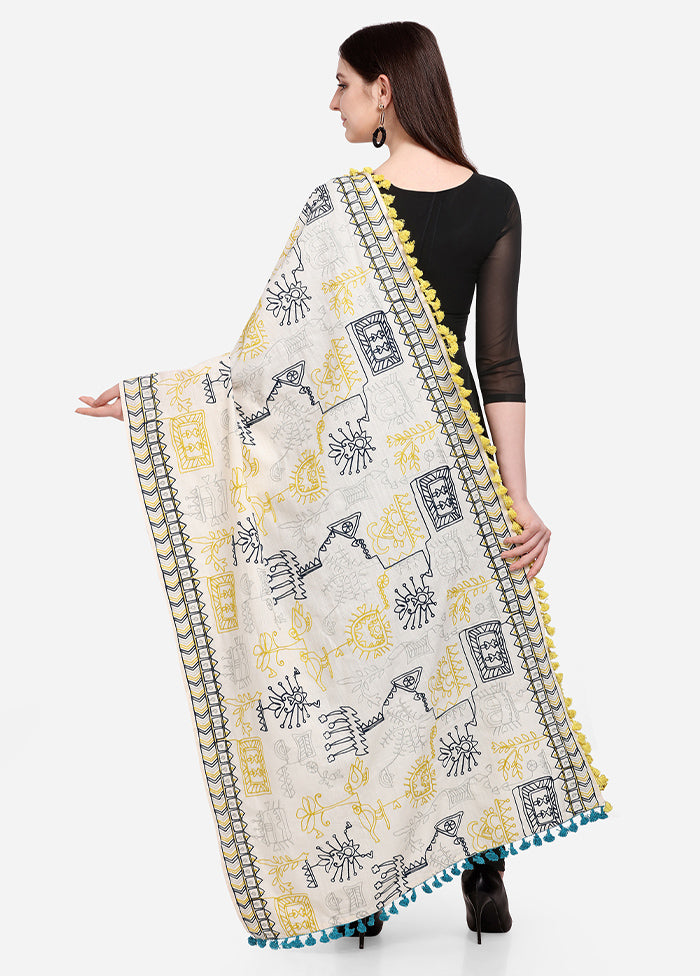 Off White Cotton Khadi Dupatta - Indian Silk House Agencies