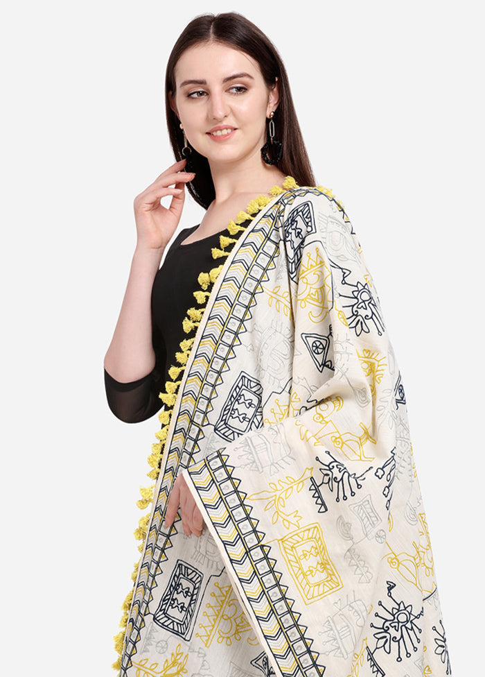 Off White Cotton Khadi Dupatta - Indian Silk House Agencies