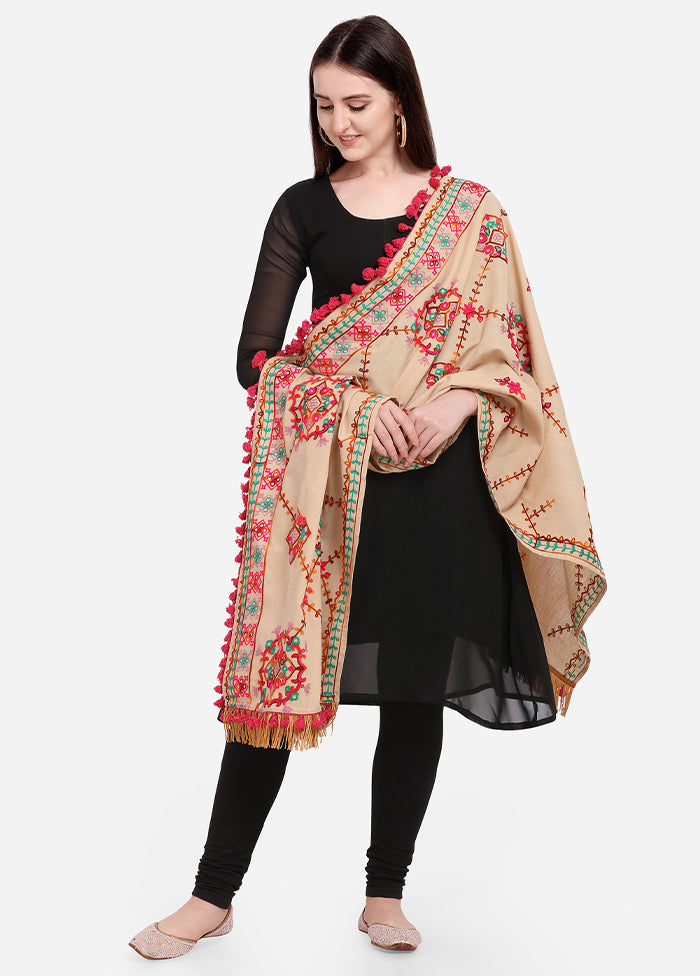 Beige Cotton Khadi Dupatta - Indian Silk House Agencies