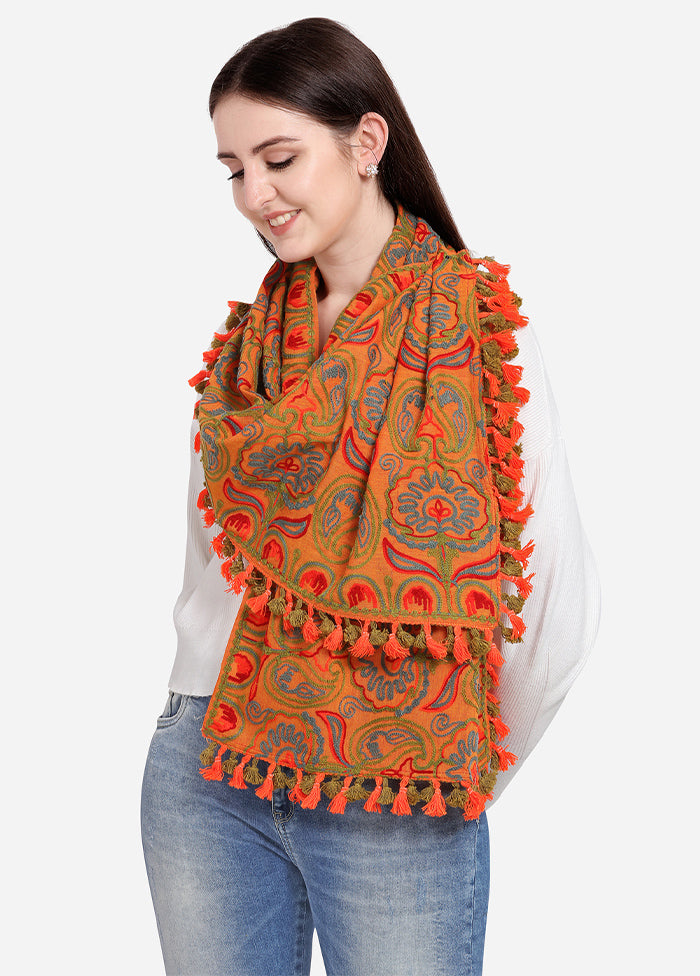 Orange Cotton Khadi Dupatta - Indian Silk House Agencies