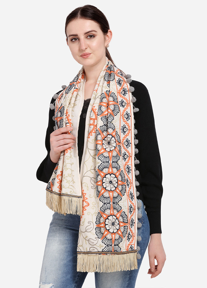 Off White Cotton Khadi Dupatta - Indian Silk House Agencies