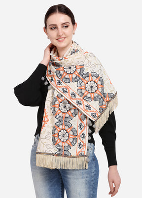 Off White Cotton Khadi Dupatta - Indian Silk House Agencies