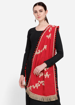 Red Cotton Khadi Dupatta - Indian Silk House Agencies