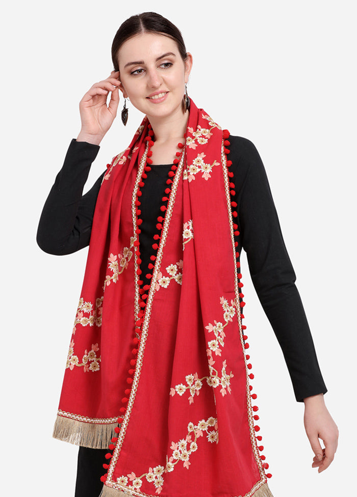 Red Cotton Khadi Dupatta - Indian Silk House Agencies