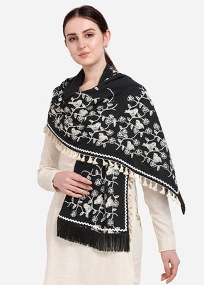 Black Cotton Khadi Dupatta - Indian Silk House Agencies