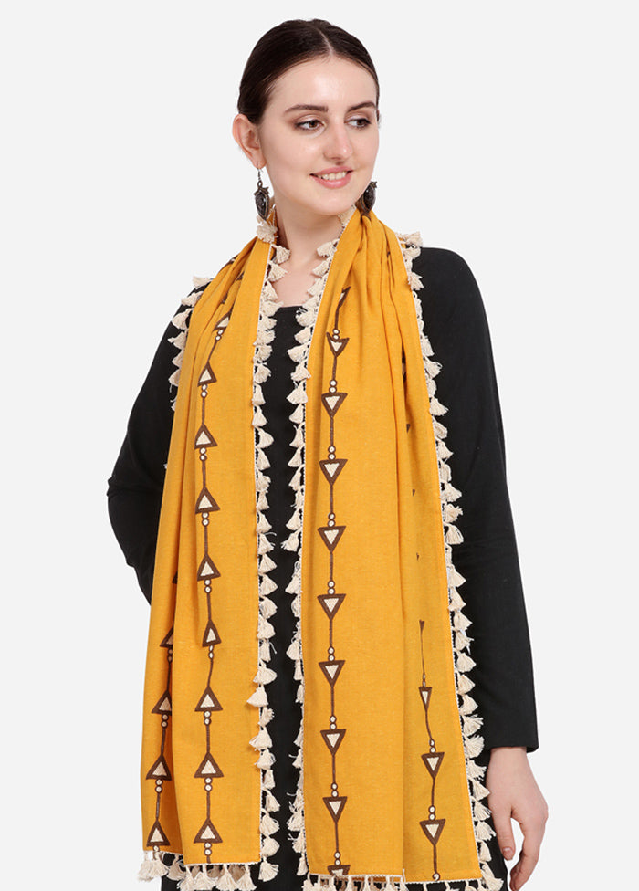 Mustard Cotton Khadi Dupatta - Indian Silk House Agencies