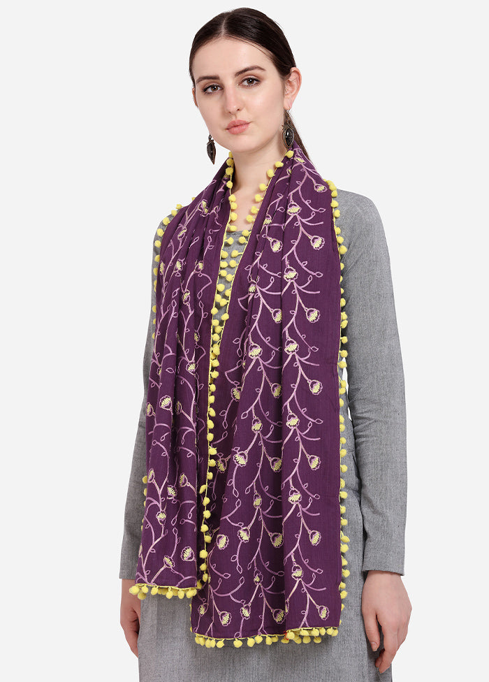 Purple Cotton Khadi Dupatta - Indian Silk House Agencies