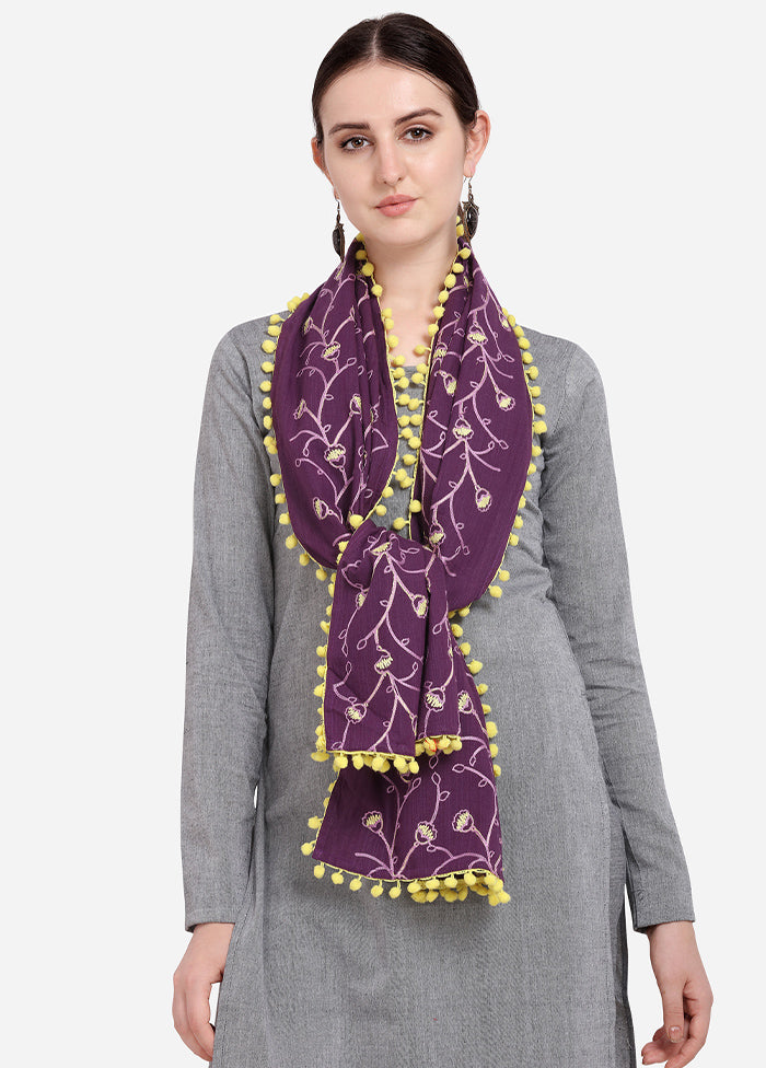 Purple Cotton Khadi Dupatta - Indian Silk House Agencies