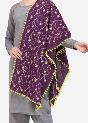 Purple Cotton Khadi Dupatta - Indian Silk House Agencies