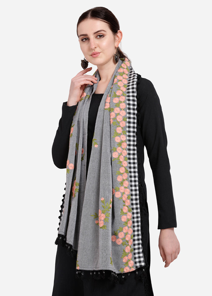 Grey Cotton Khadi Dupatta - Indian Silk House Agencies