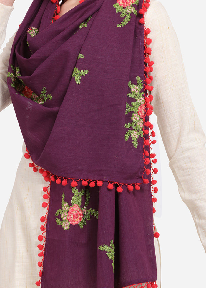 Purple Cotton Khadi Dupatta - Indian Silk House Agencies