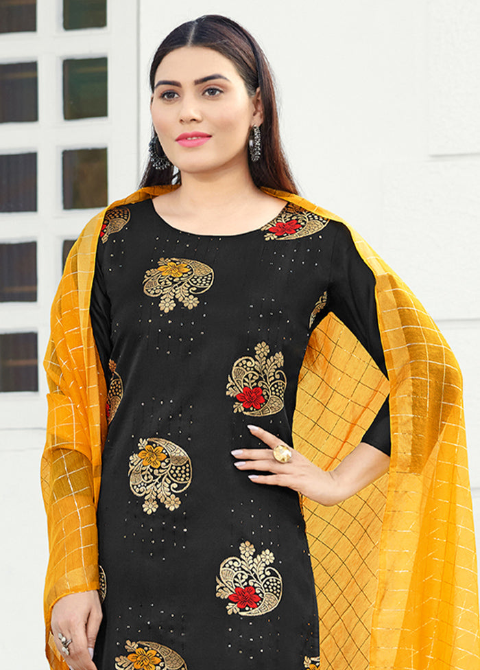 3 Pc Black Readymade Silk Suit Set - Indian Silk House Agencies