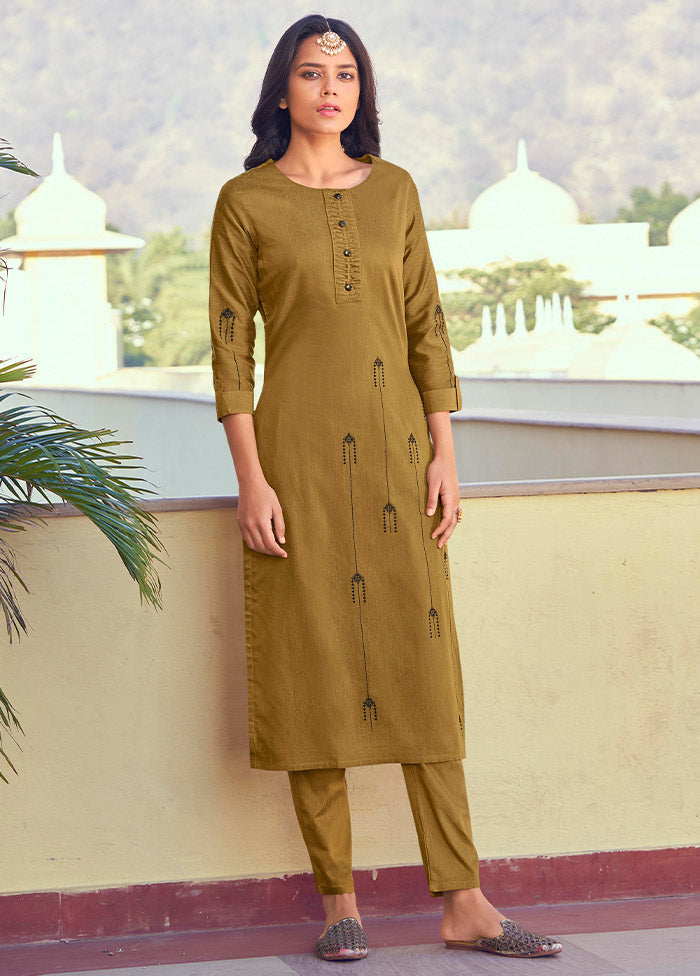 2 Pc Coffee Readymade Silk Kurti Set - Indian Silk House Agencies