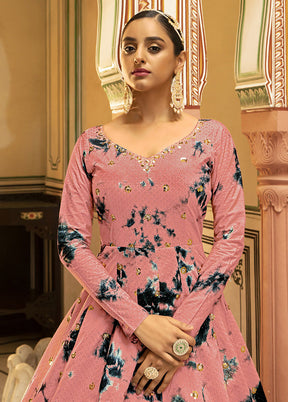 Peach Semi Stitched Cotton Gown - Indian Silk House Agencies