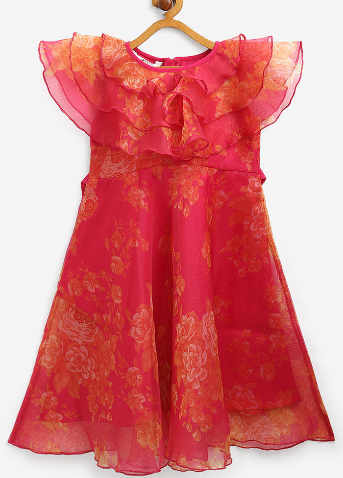 Dark Pink Organza Top For Girls - Indian Silk House Agencies