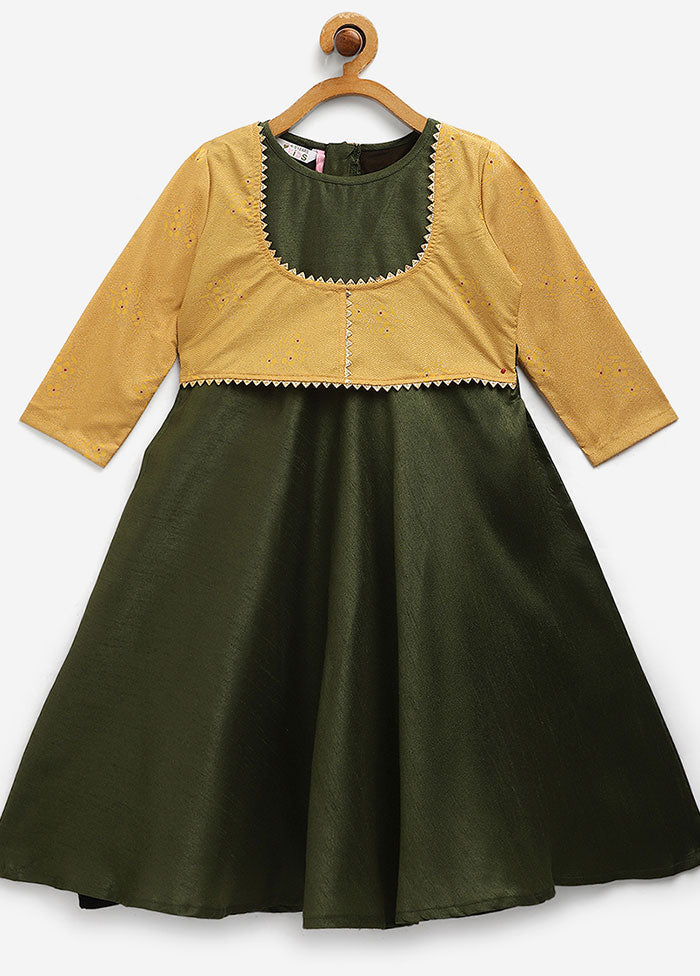 Green Poly Silk Top For Girls - Indian Silk House Agencies