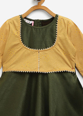 Green Poly Silk Top For Girls - Indian Silk House Agencies