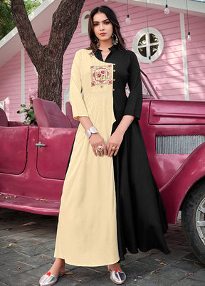 Black Readymade Rayon Long Kurti - Indian Silk House Agencies