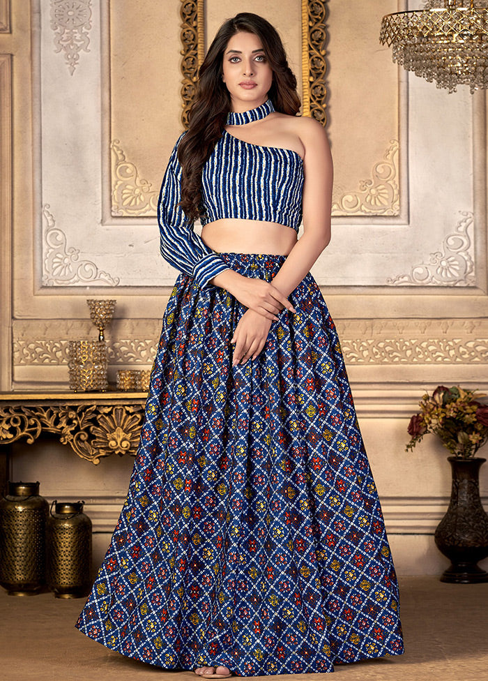 2 Pc Blue Unstitched Silk Suit Set