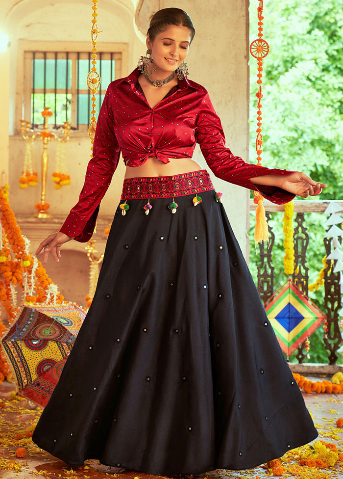 2 Pc Maroon Readymade Silk Lehenga Set - Indian Silk House Agencies