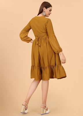 Mustard Readymade Cotton Kurti