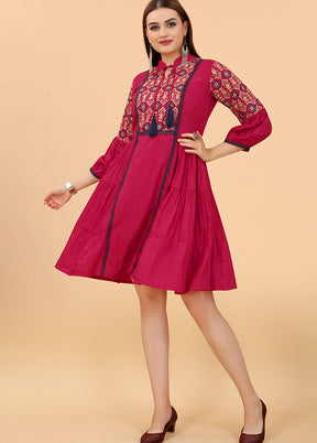 Pink Readymade Cotton Kurti