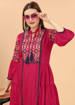 Pink Readymade Cotton Kurti