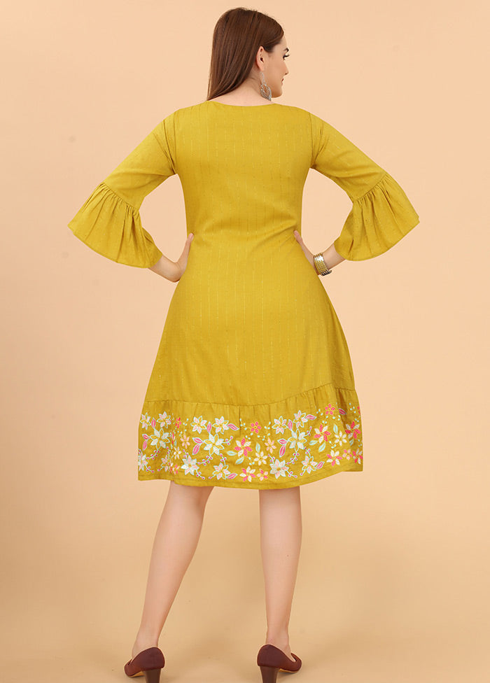 Yellow Readymade Cotton Kurti