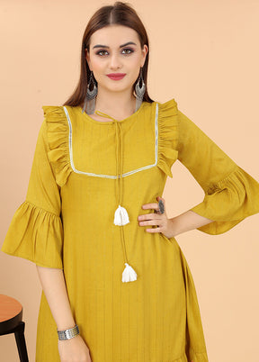 Yellow Readymade Cotton Kurti