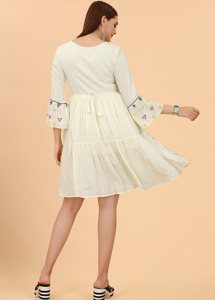 Cream Readymade Cotton Kurti