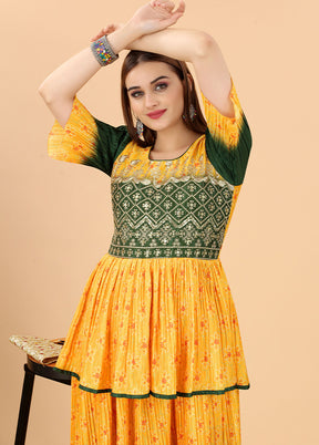 Yellow Readymade Cotton Long Kurti