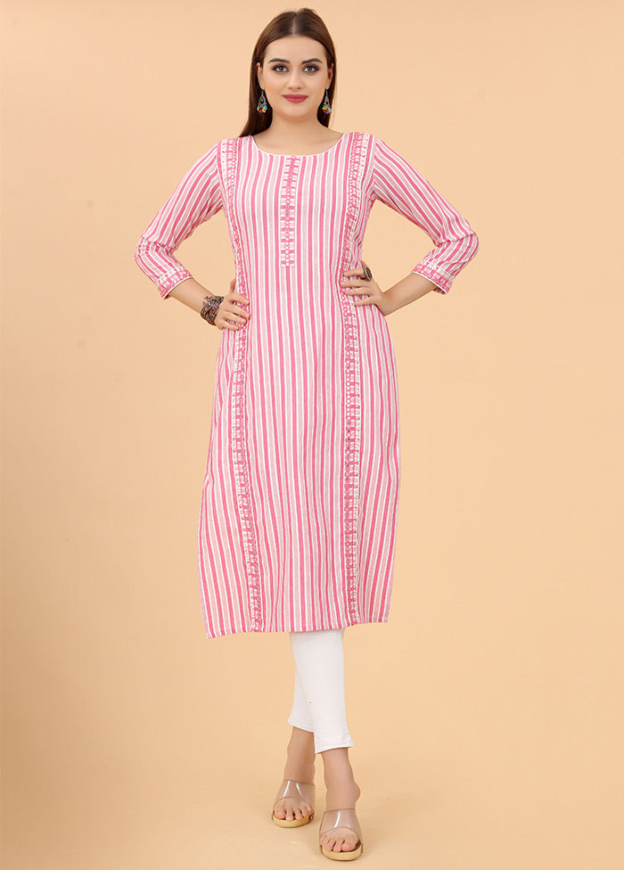 Pink Readymade Cotton Kurti