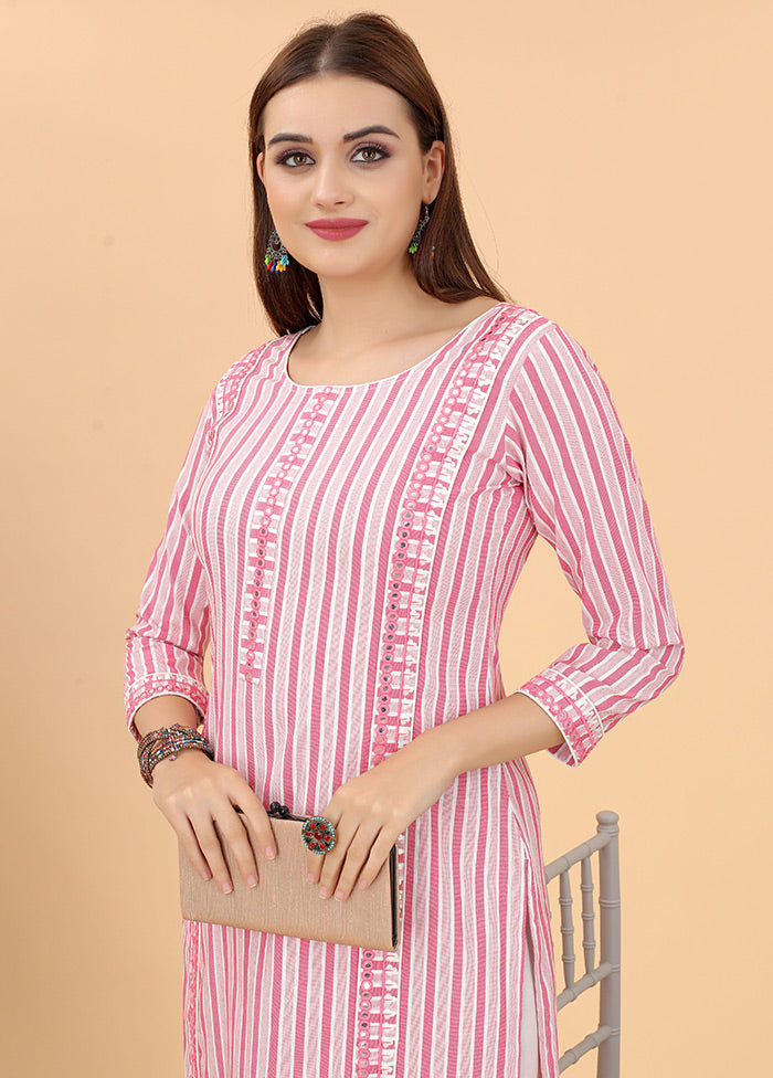 Pink Readymade Cotton Kurti