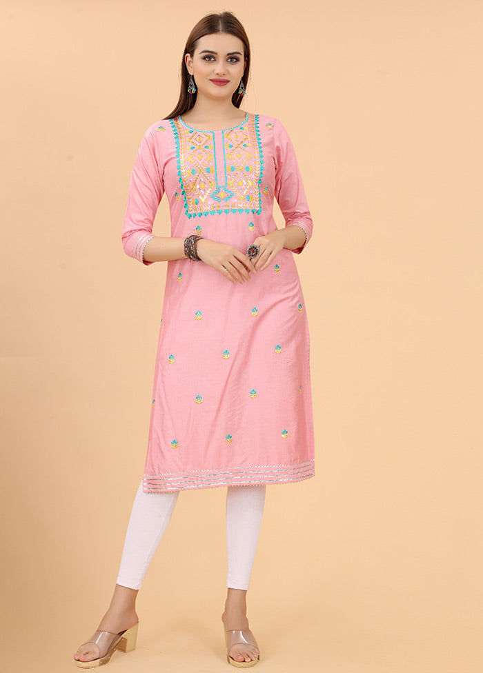 Pink Readymade Cotton Kurti