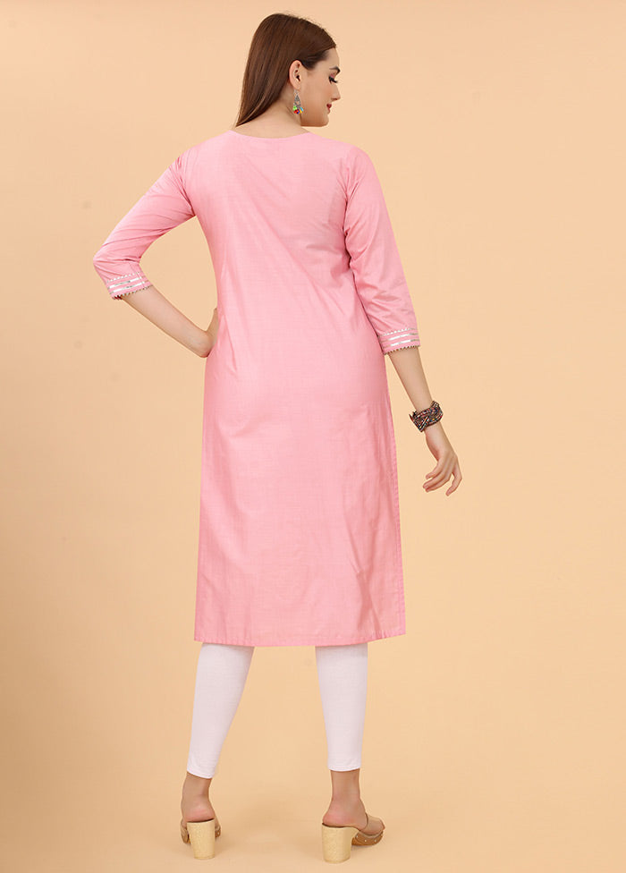 Pink Readymade Cotton Kurti