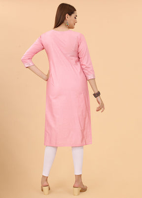 Pink Readymade Cotton Kurti