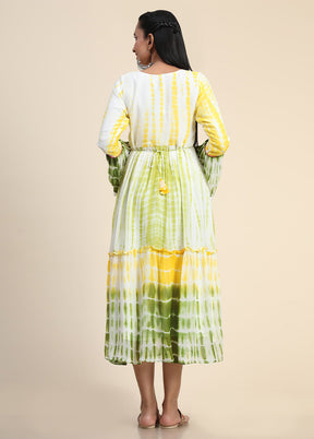 Yellow Readymade Cotton Long Kurti