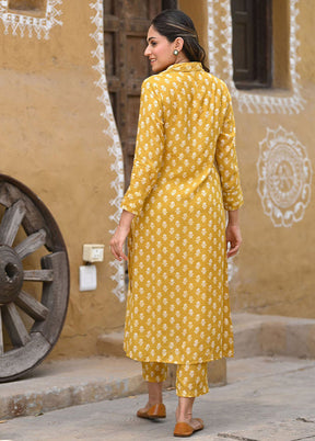 2 Pc Mustard Readymade Silk Kurti Set - Indian Silk House Agencies